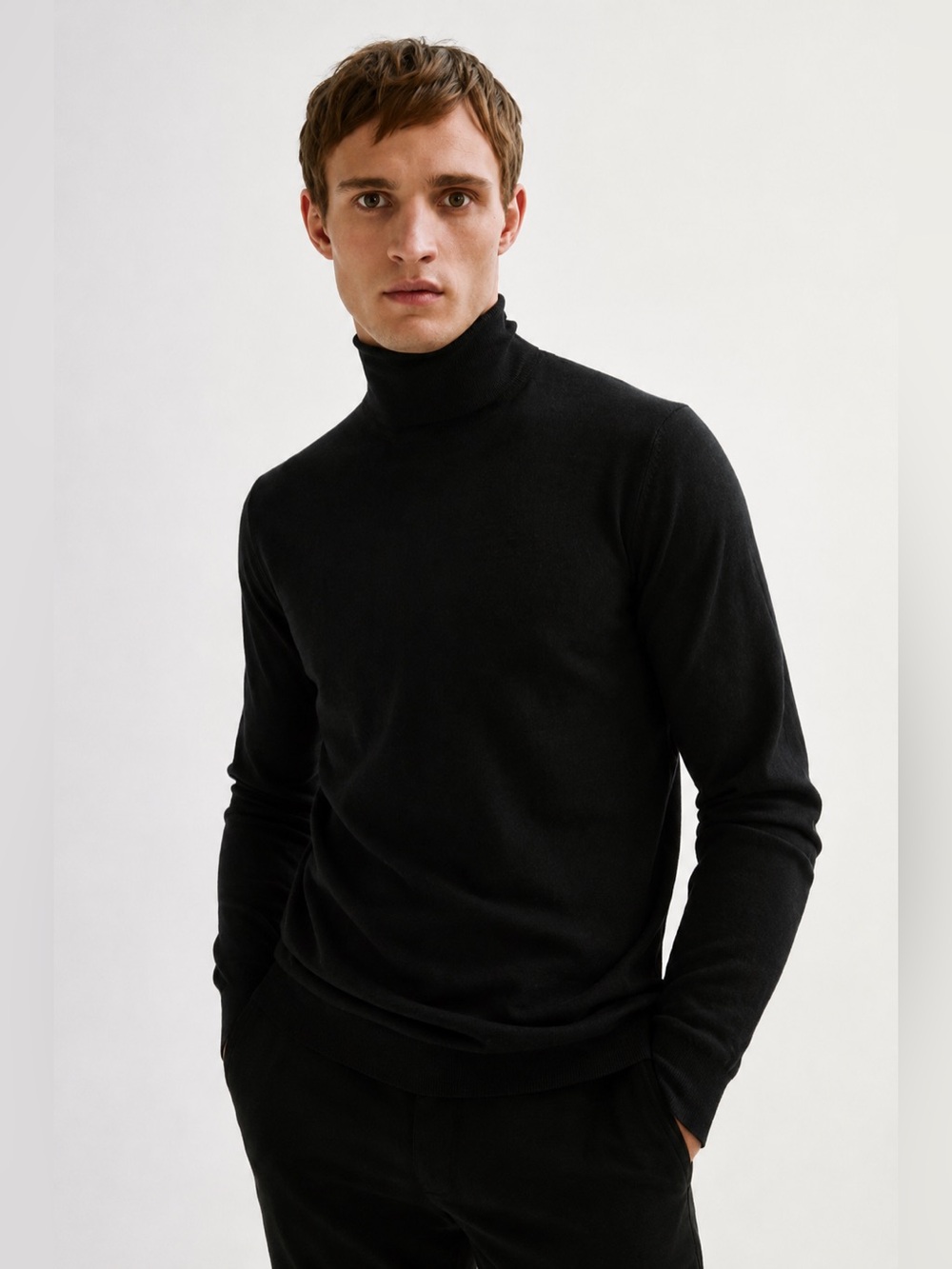 Massimo Dutti NWT Cotton Silk Cashmere Turtleneck Sweater Black Men Size XXL